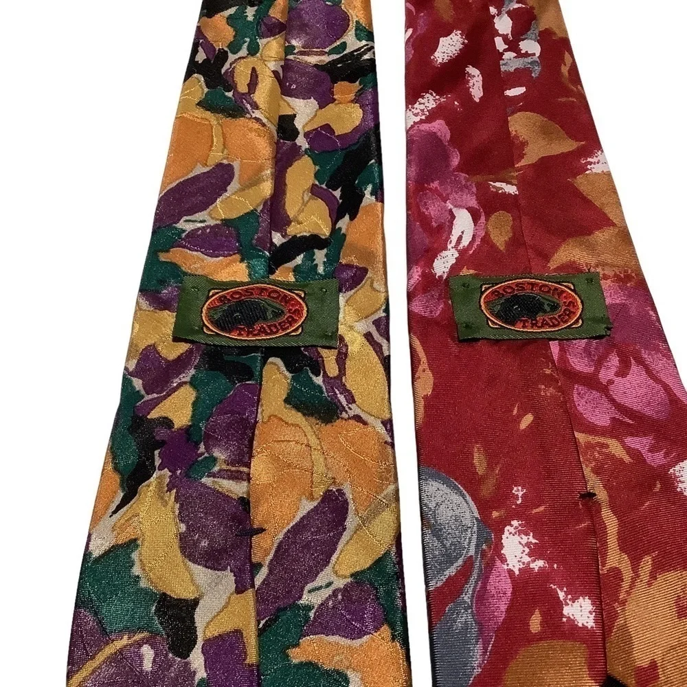 BOSTON TRADERS Abstract Floral Silk‎ Blend Neck Tie Lot OS